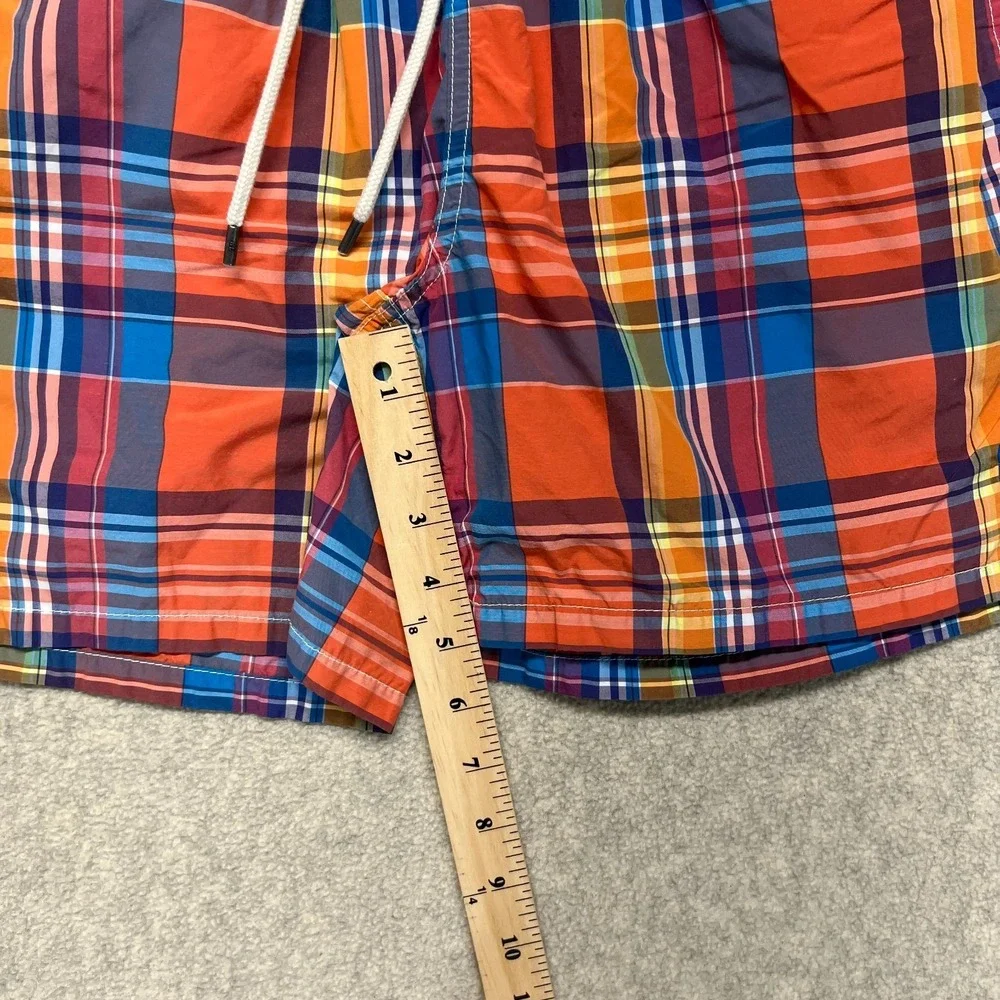 Polo Ralph Lauren Mens Swim Trunks Multicolor Plaid Drawstring Pony Logo Beach S